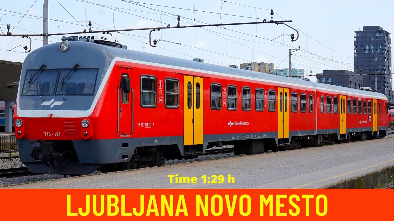 Cab ride - train drivers view on Slovenia's rail from Ljubljana to Novo mesto (Slovenia) 4K