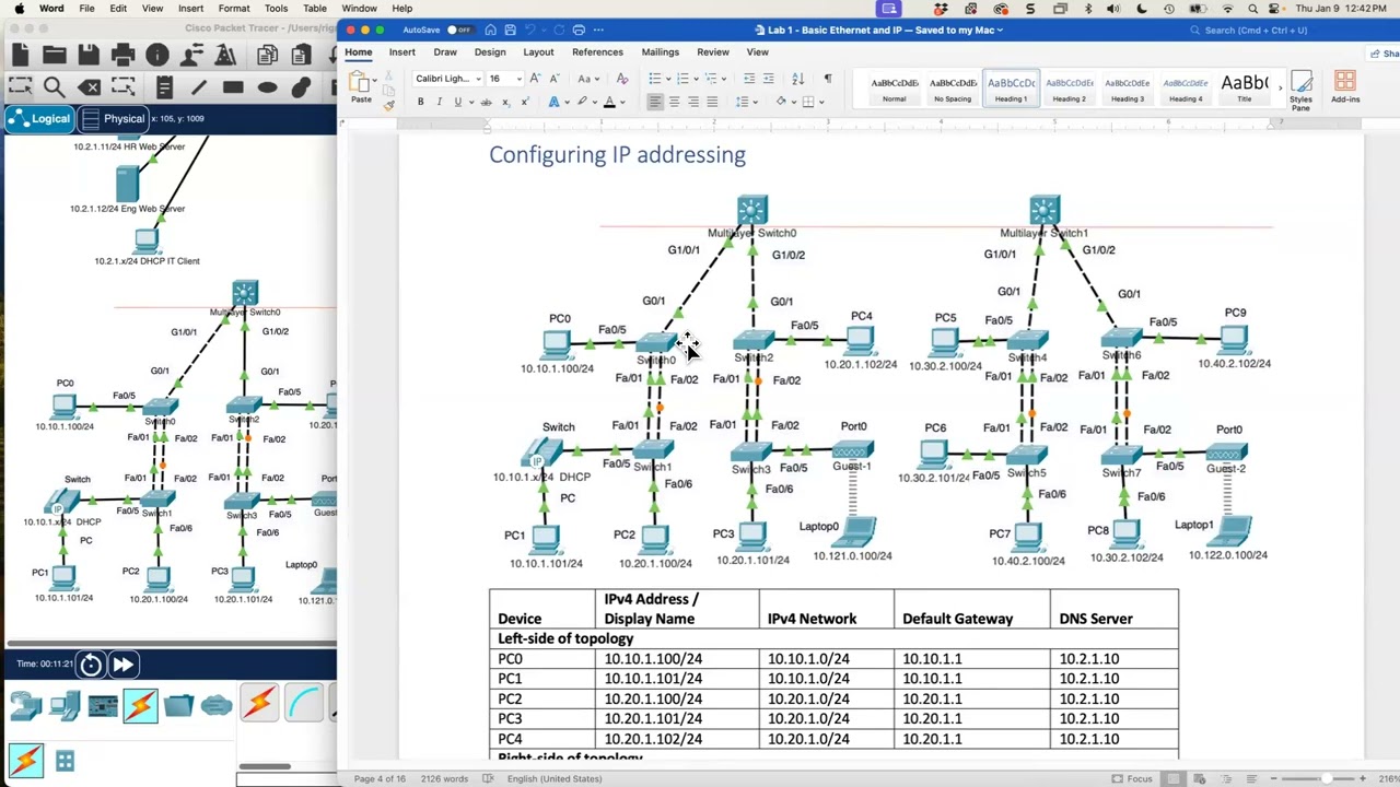 Enterprise Network Lab 1 - Making the Connections: Basic Ethernet and IP