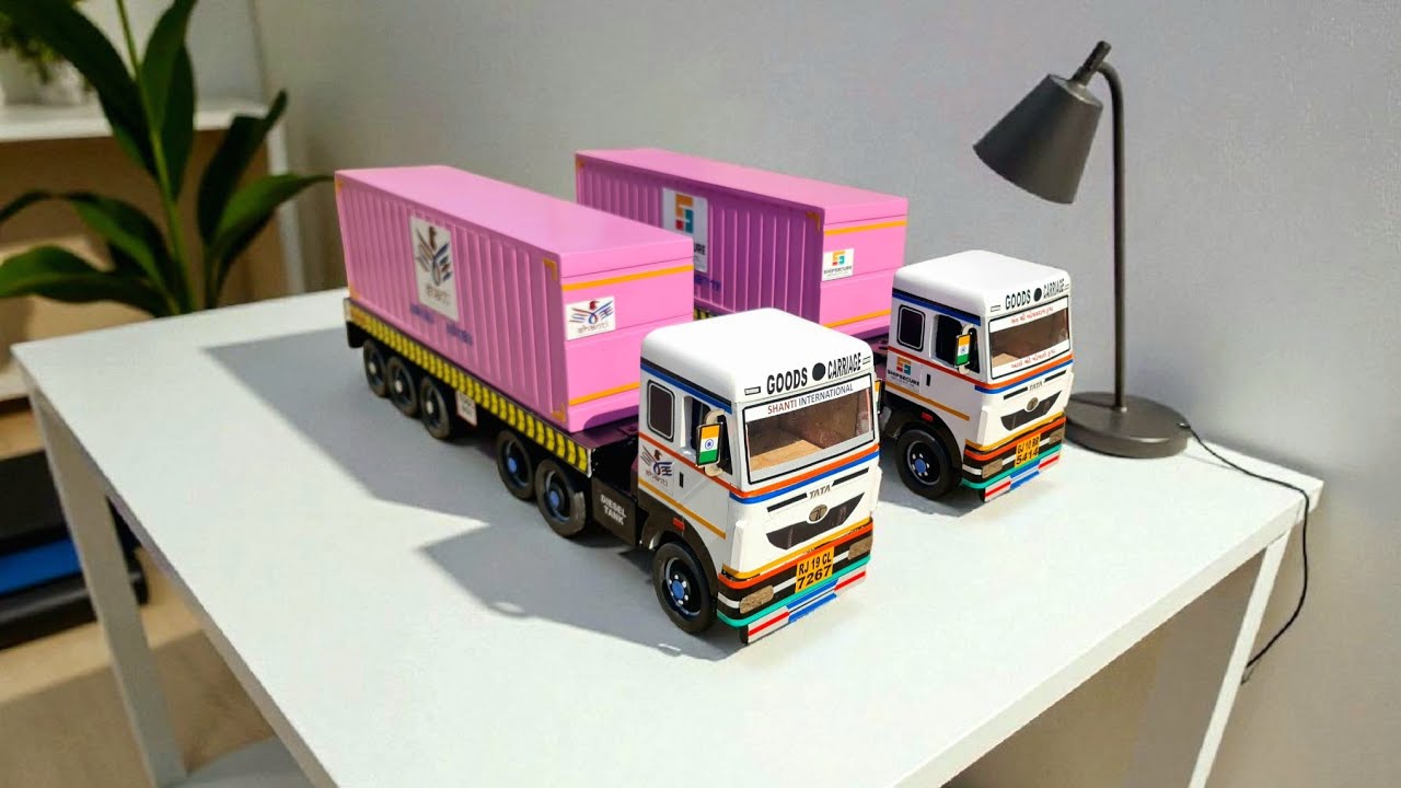 Tata Truck Miniature Making || Tata Signa Truck || Trailer Container Miniature Model Highlight 