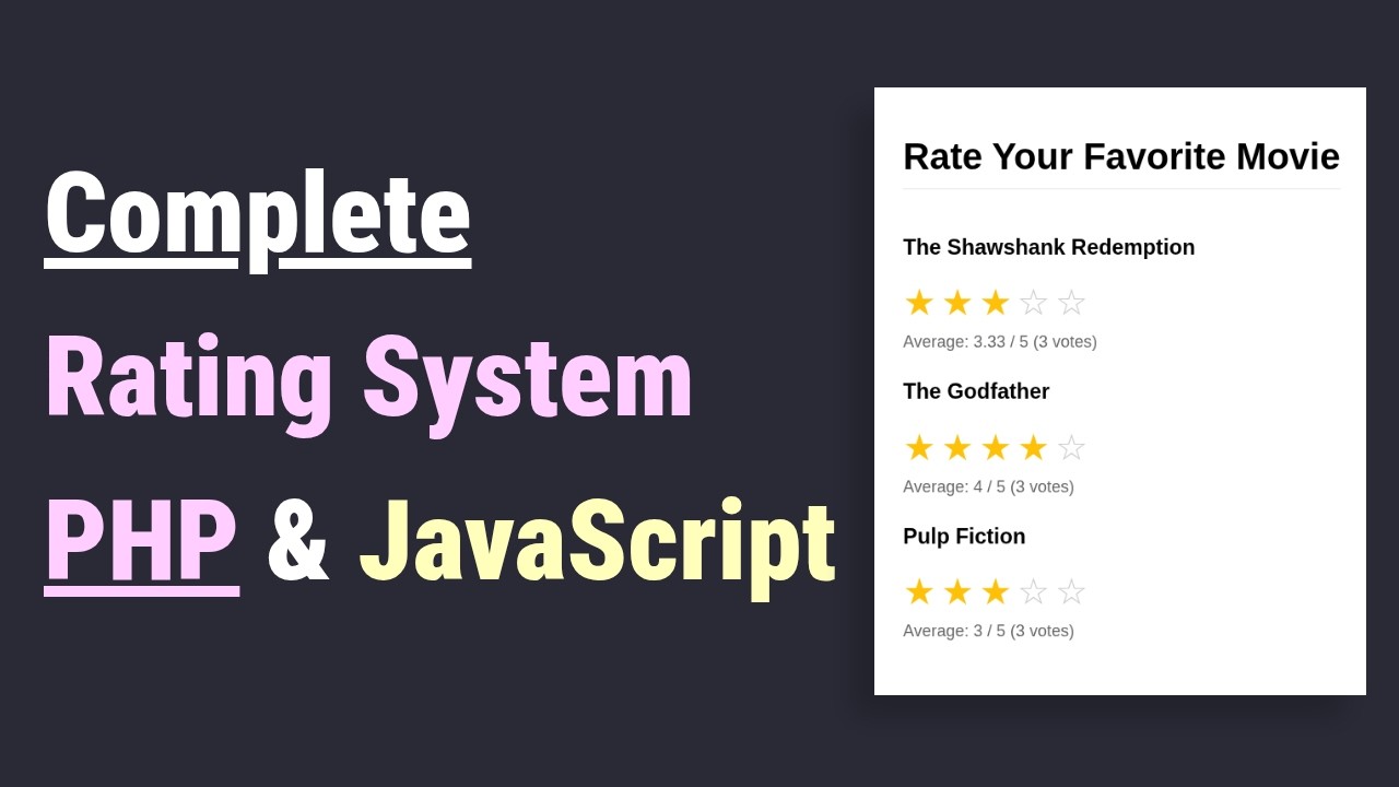 Создайте динамическую систему звездного рейтинга с помощью PHP JavaScript и MySQL