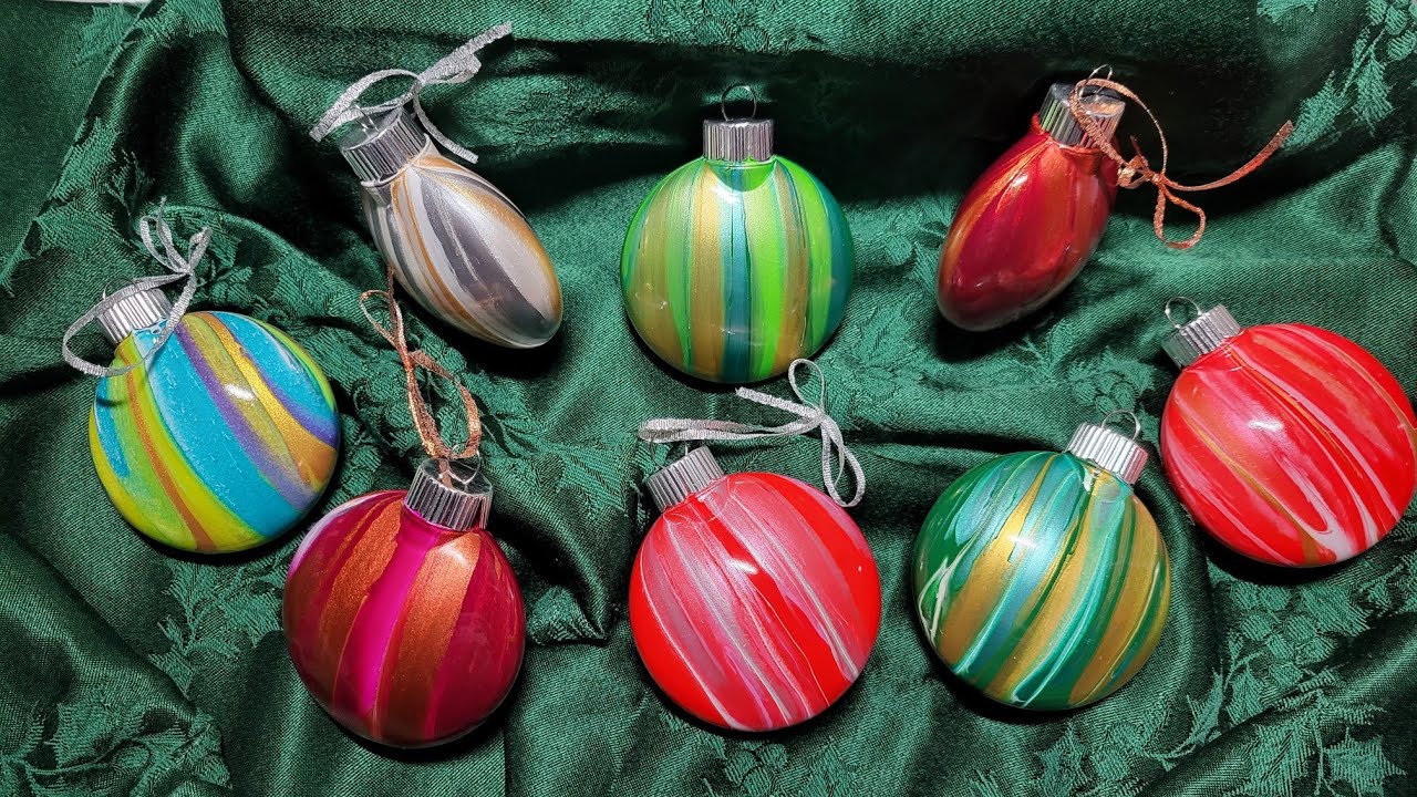 (246) Acrylic Pouring - Easy yet Elegant CHRISTMAS Ornaments with Ready to Pour Paints