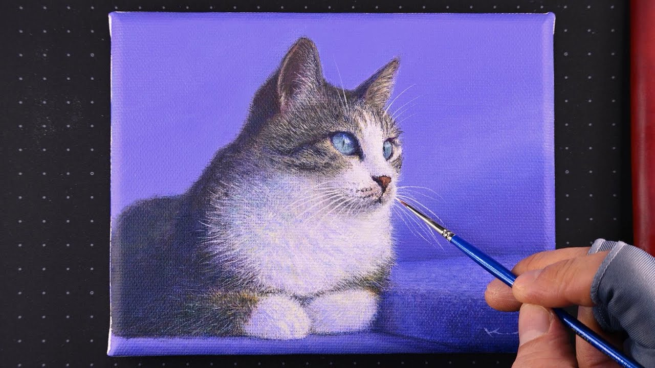 【リアル系】くつろぐ猫をアクリル絵の具で描く｜Kei Art Life #53