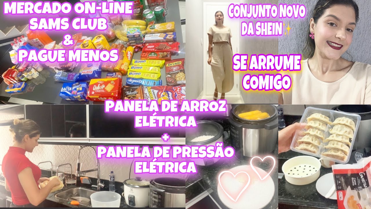 FIZ COMPRAS, COMO USAR PANELA DE ARROZ ELÉTRICA, MILHO COZIDO, SE ARRUME COMIGO✨ 