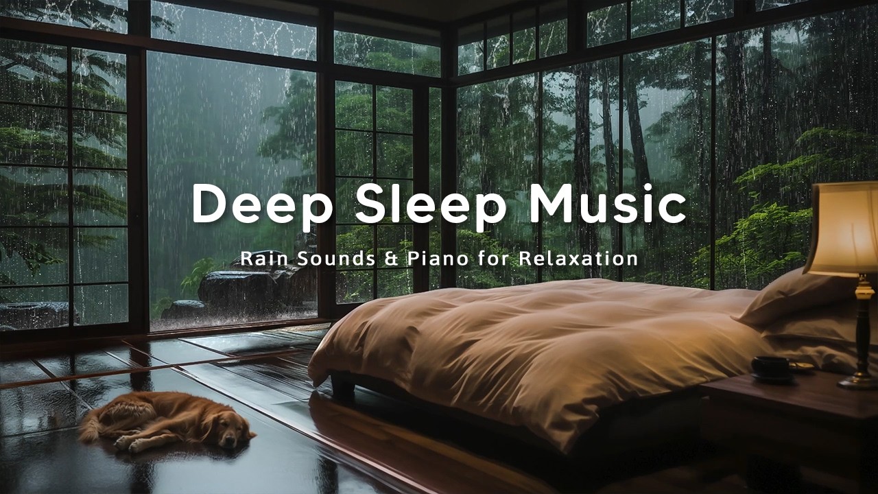 Relaxing Piano Music + Rain in the Bedroom Ambient for Sleeping | Soothing Music, Healing