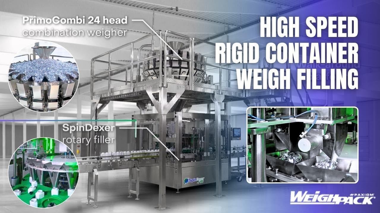 High Speed Rigid Container Weigh Filling System with PrimoCombi & Spindexer HS