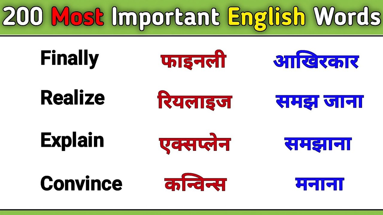 200 रोज़ बोले जाने वाले English Words || Most Important Words || Daily Use Word Meaning Practice
