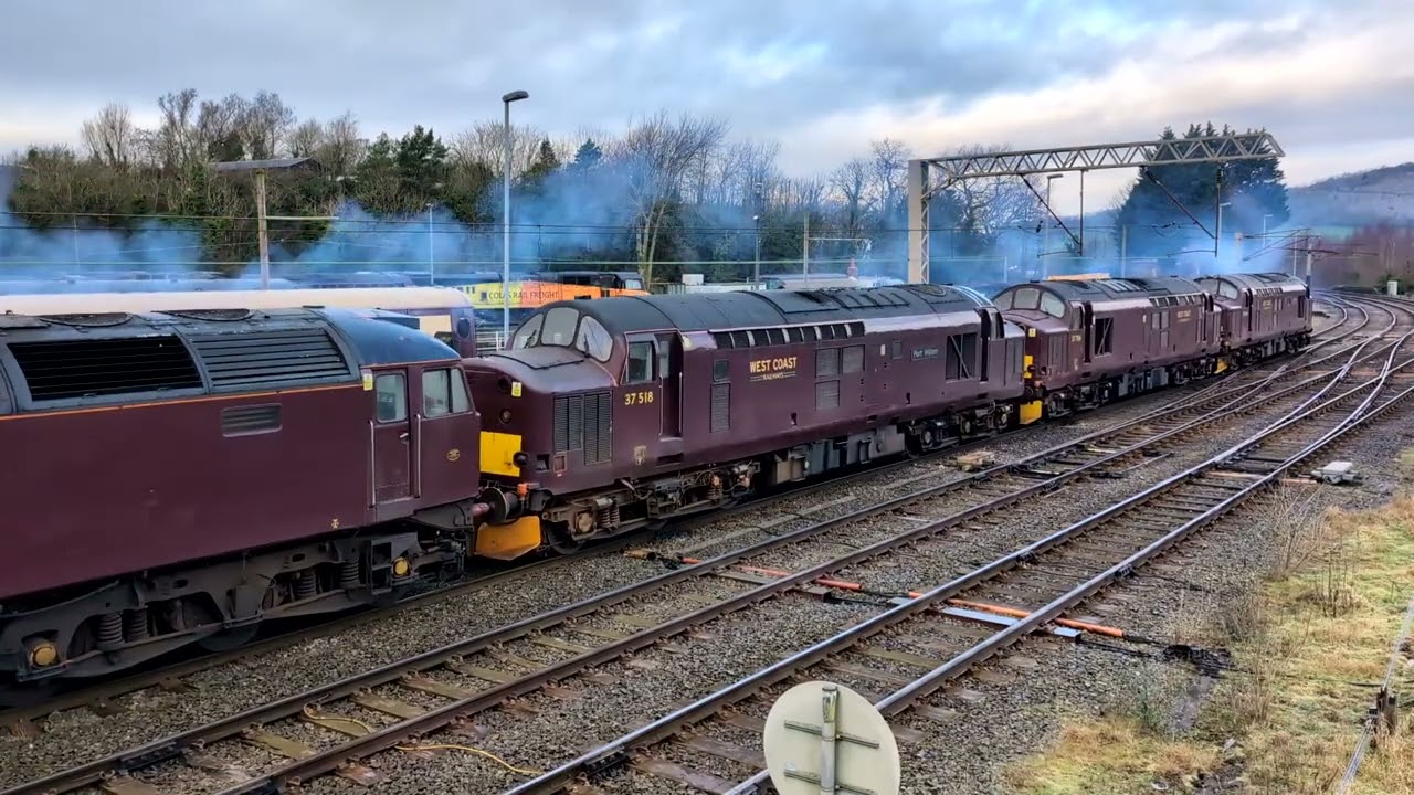 WCR Diesel Locos Positioning Move 47804+37518+37706+37676 0Z37 Carnforth 14/01/2024