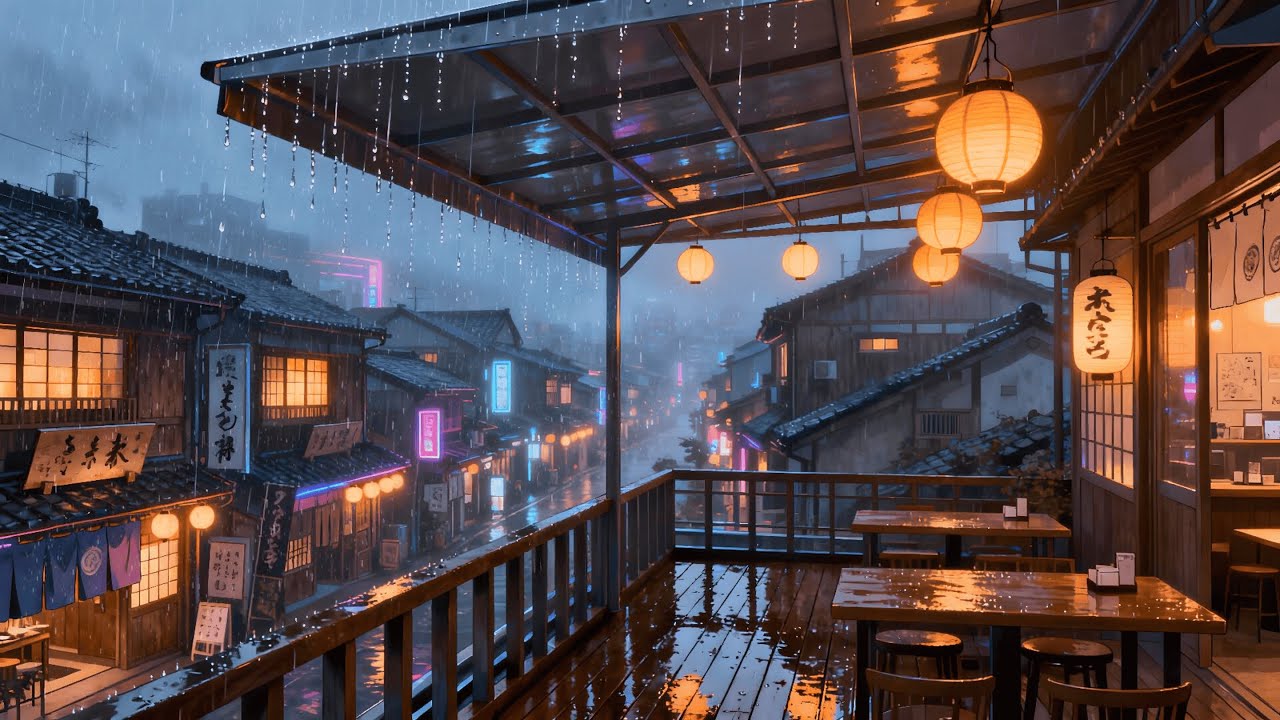Rainy Japanese Street 🌧️ Cozy Lofi Beats to Relax, Study & Focus