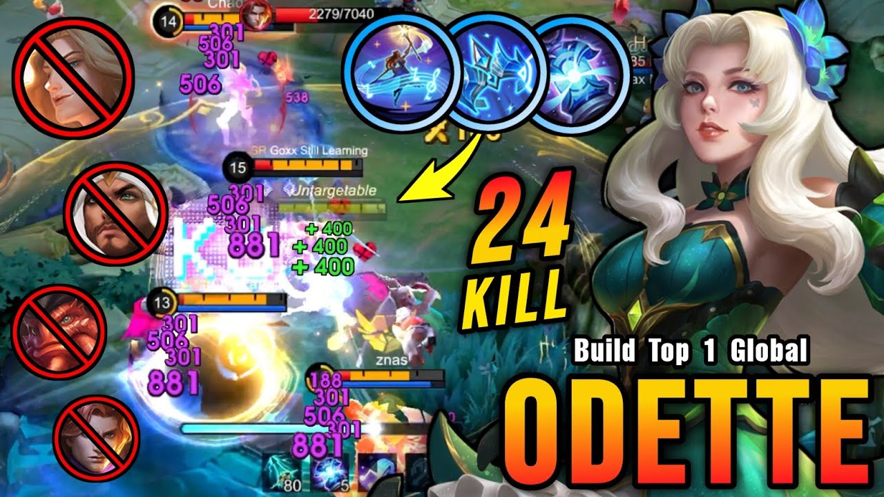 24 Kills!! New Odette One Shot Combo 100% Deadly!! - Build Top 1 Global Odette ~ MLBB