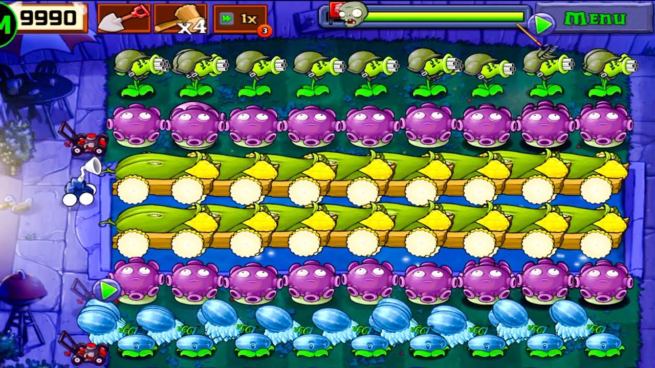 Plants Vs zombies Survival Fog | Cob Cannon+Gatling Pea+Gloom+Winter Melon Pult Vs All Zombies 
