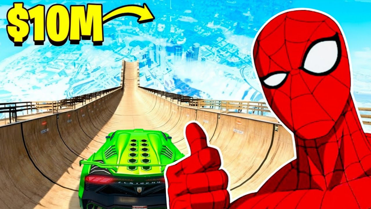 SPIDERMAN VS WORLD'S LONGEST MEGA RAMP in GTA 5 😱 | Impossible Superhero Challenge!