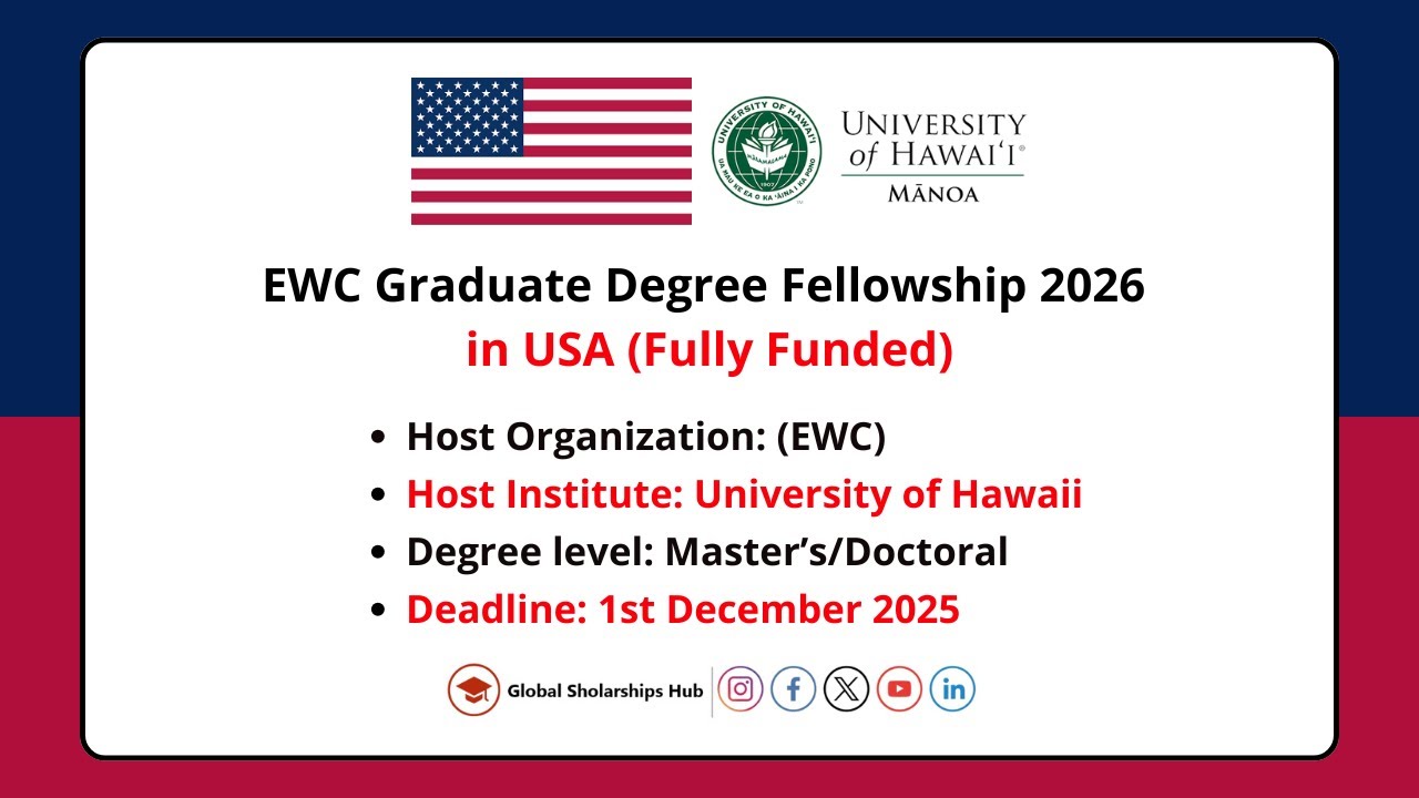 EWC Graduate Degree Fellowship 2026 in USA (Fully Funded)