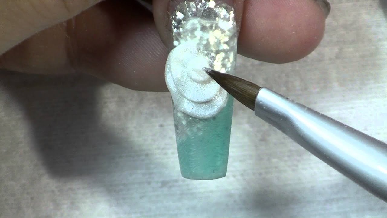 Uñas Acrílicas color Azul Aqua con gota de arte y pedreria / Bling bling nails