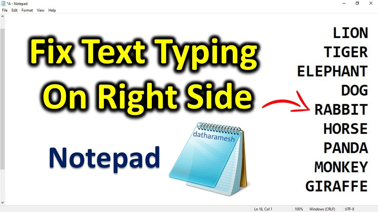 How to Fix Text is Typing on Right Side In Notepad