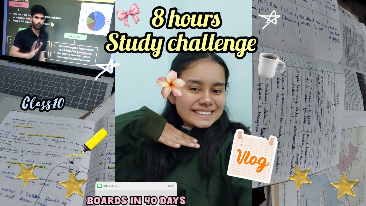 8 HOURS Study challenge😭🥲/CLASS10 BOARDS in 40days😭#studytips #exam 
