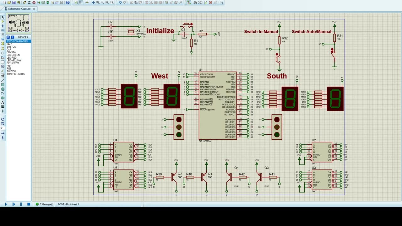 2 way traffic light system with manual and automatic by Pic 16F877A