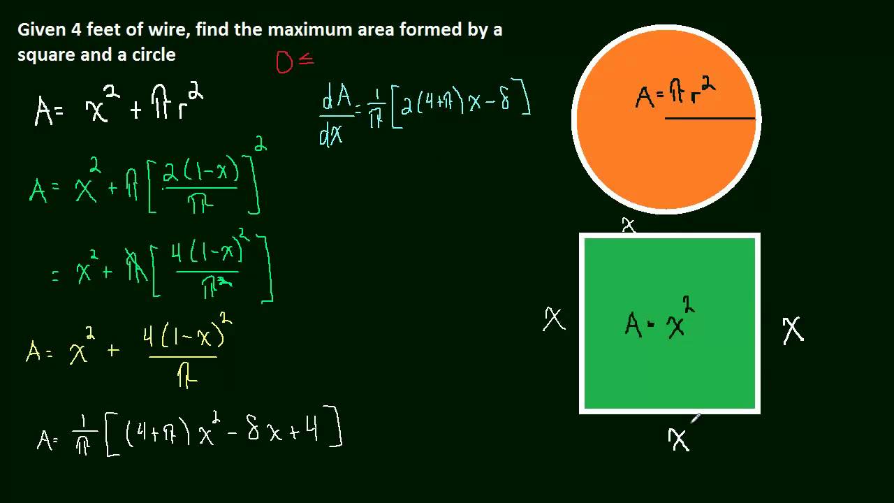 3.6 Optimization 02 (circle and square with maximum area)