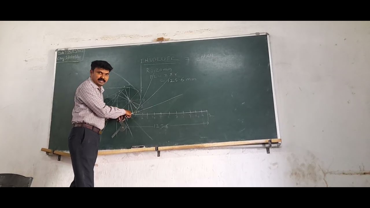 INVOLUTE-construction of involute with tangent and normal-Engineering drawing tutorials 