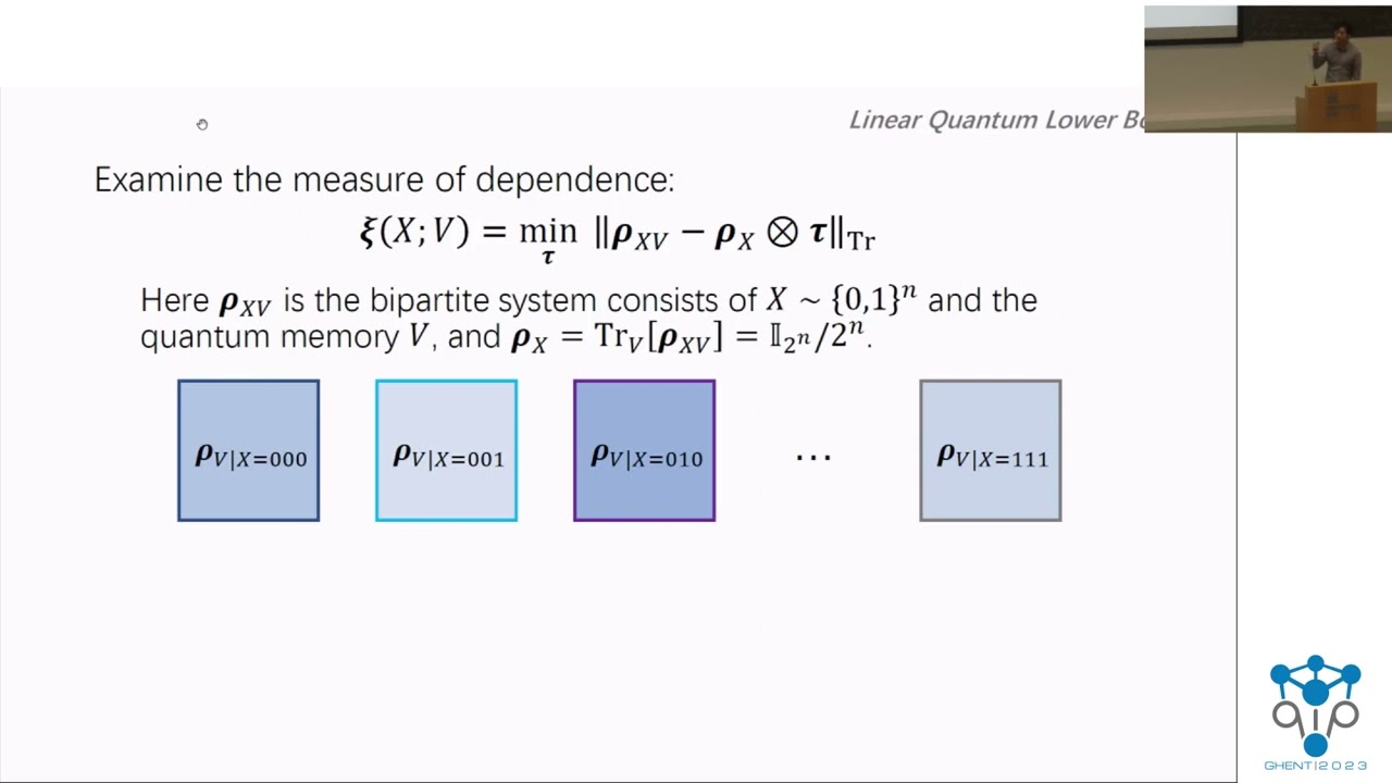 QIP2023 | Memory-Sample Lower Bounds for Learning with Classical-Quantum Hybrid Memory (Wei Zhan)