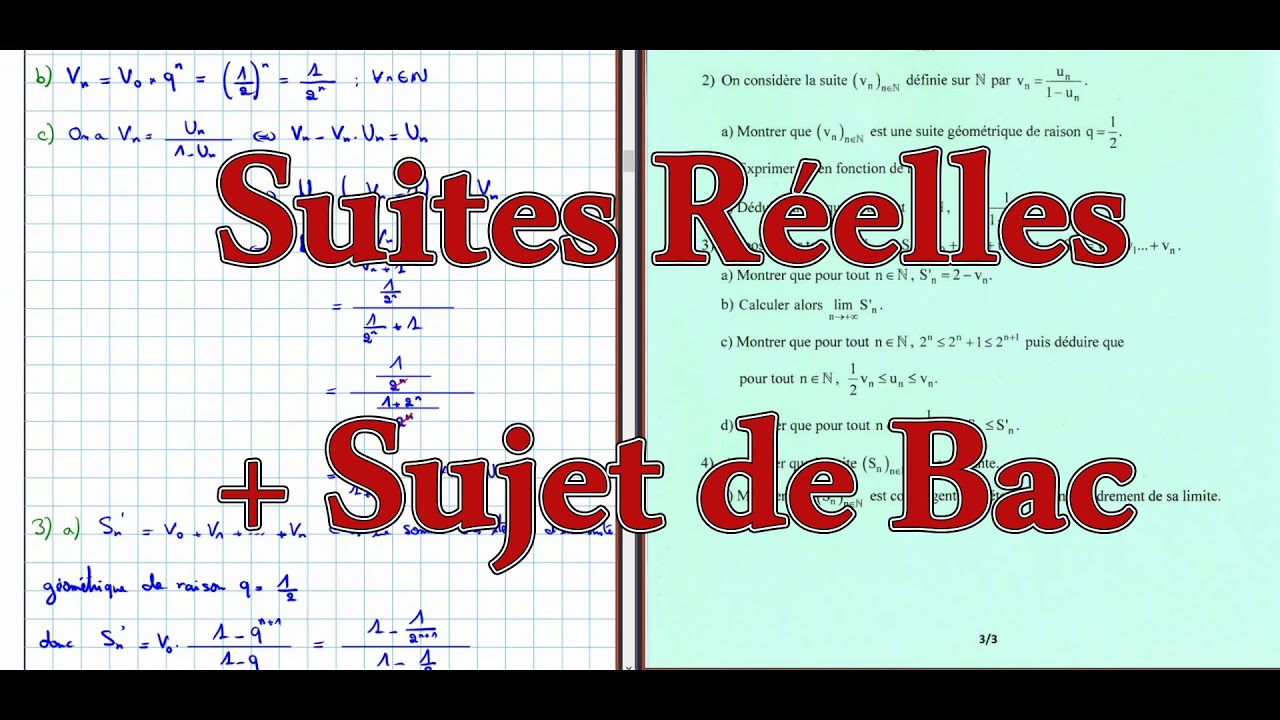Math Bac technique Suites réelles + sujet bac