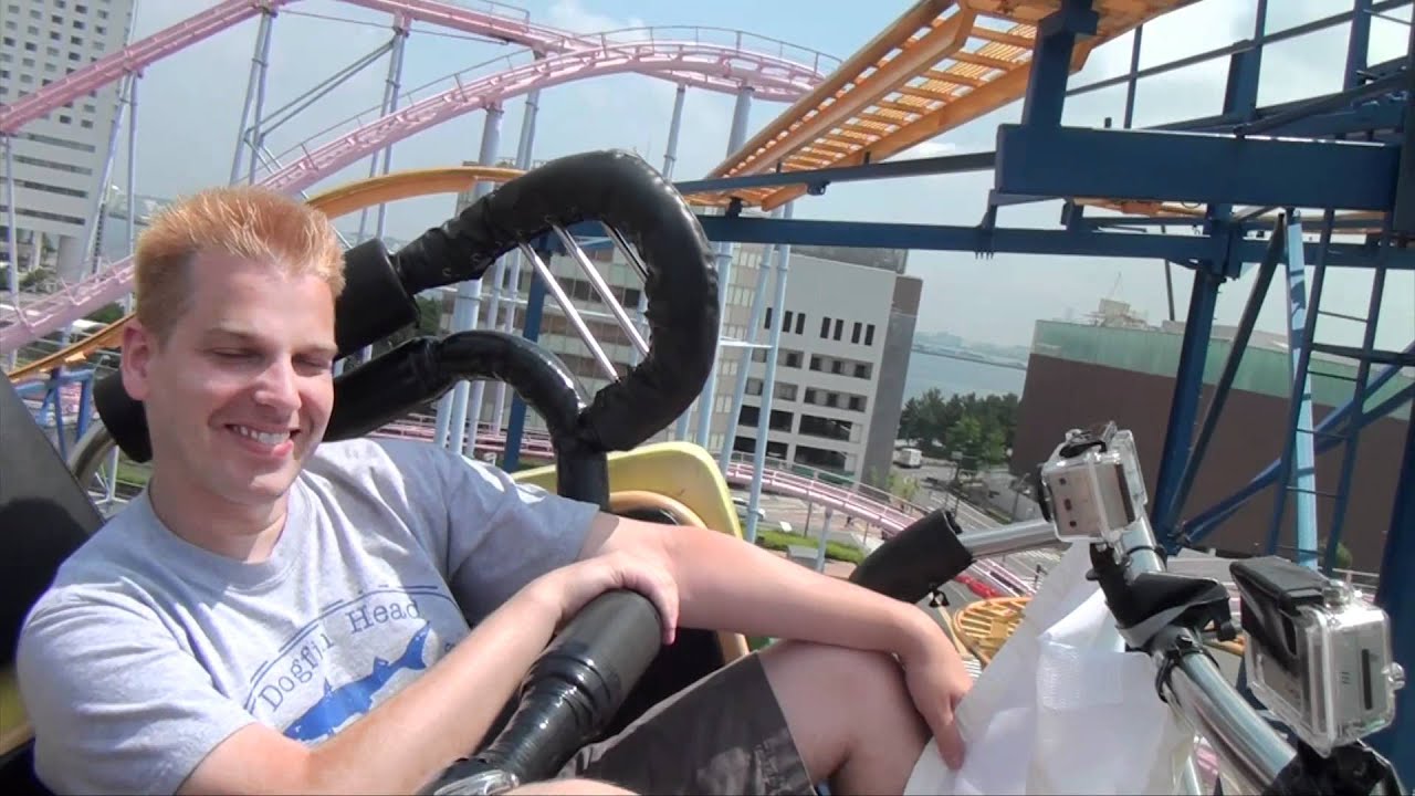 Insane Spinning Unbalanced Crazy Mouse Roller Coaster POV Cosmoworld Yokohama Japan 1080p HD