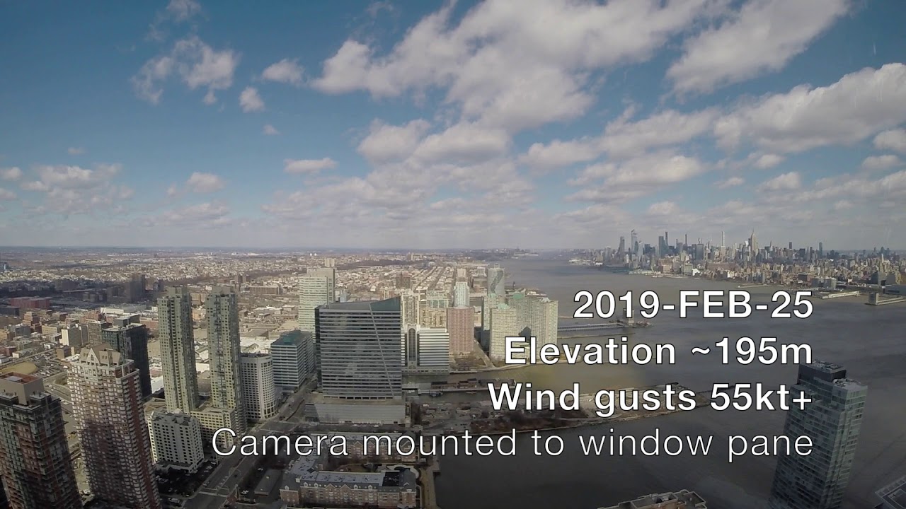 Windy day from inside a skyscraper