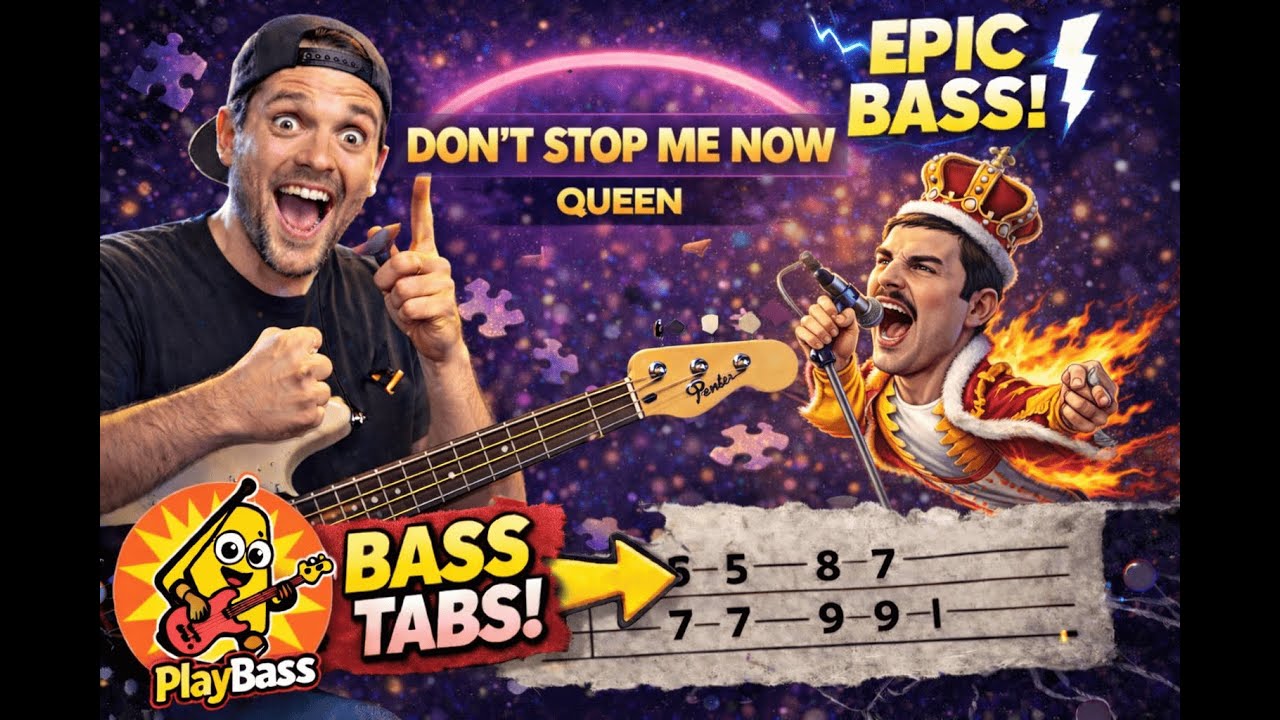 Don't Stop Me Now - Queen (Bass Cover + Tabs)