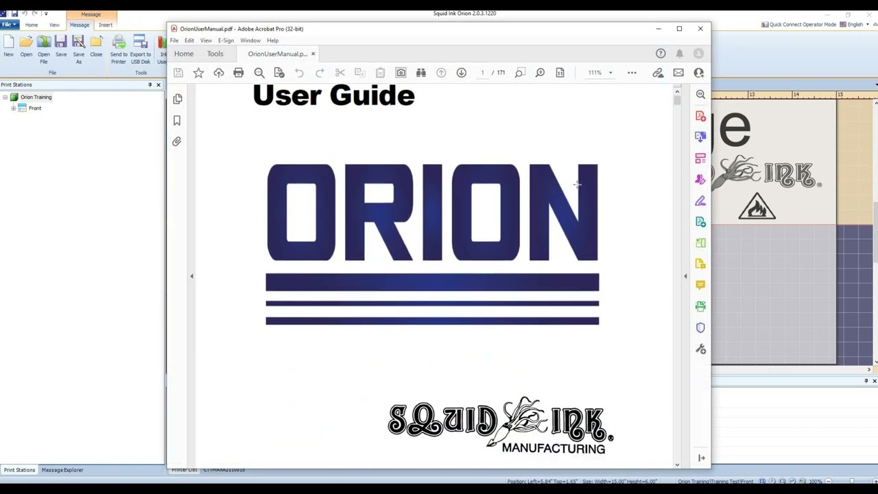 Orion Coding and Marking Software - Menu Tabs