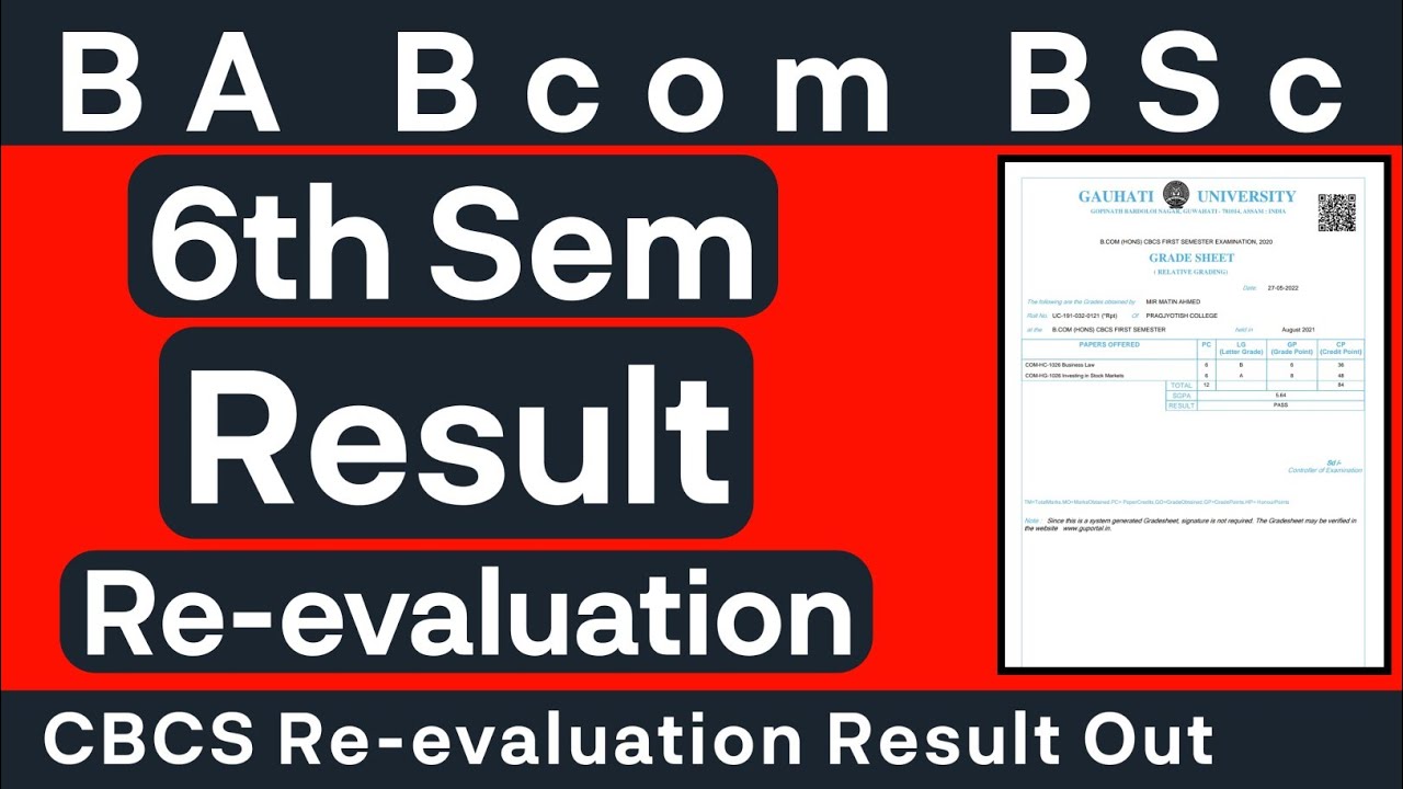 GUWAHATI UNIVERSITY RESULT - BA/B.Sc 6th Semester
