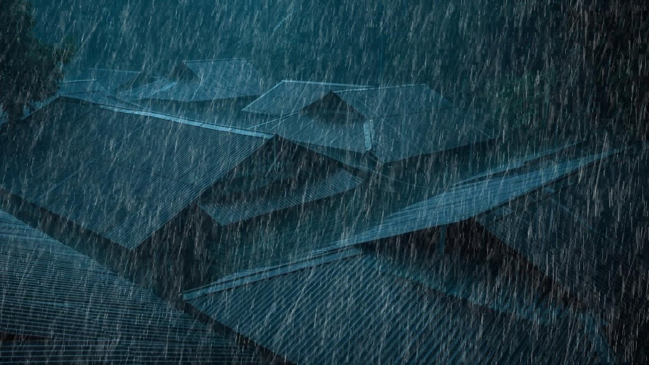 No Ads Rain Sounds for Sleeping - ASMR Violent Rain On Tin Roof to Silence Racing Thoughts