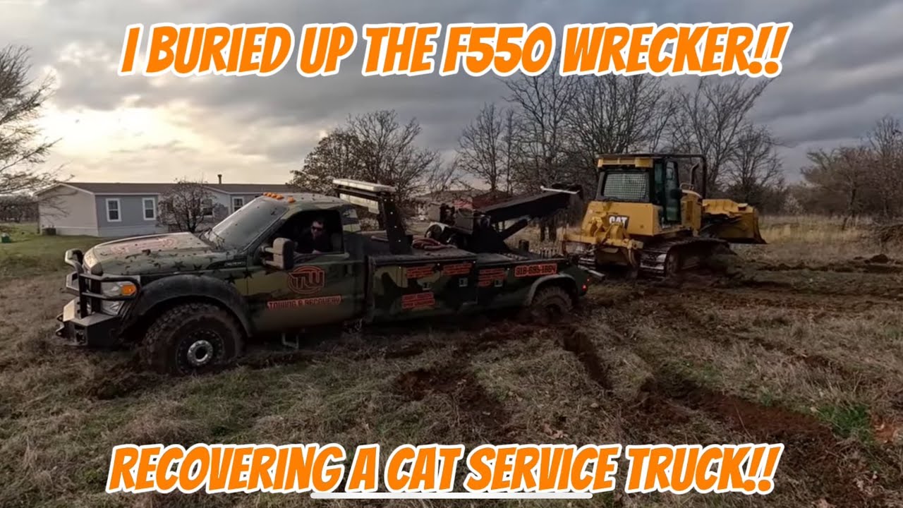 I STUCK THE F550 WRECKER TRYING TO RECOVER A CAT SERVICE TRUCK!! @YankumRopes 