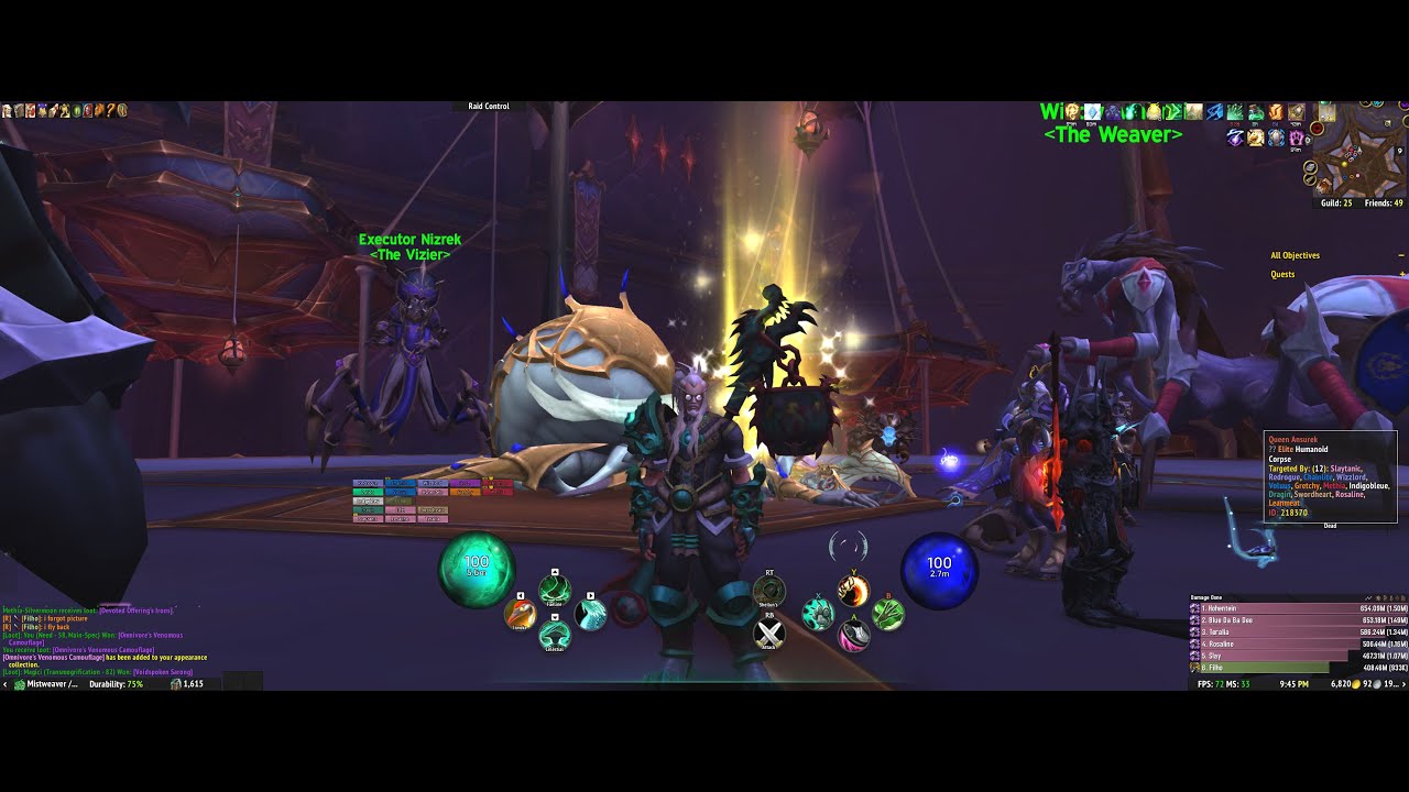 WoW Heroic Queen Ansurek VS Nexus - Mistweaver controller POV