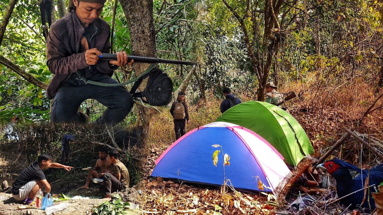 Hunting and Camping in the Jungle | Hunt, Cook & Eat Whatever We can Find 