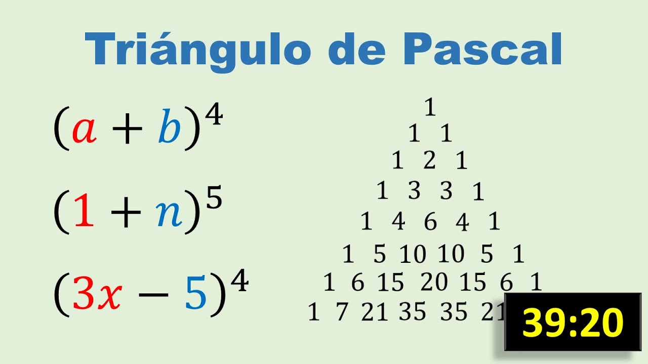 Triangulo de pascal ejercicios resueltos