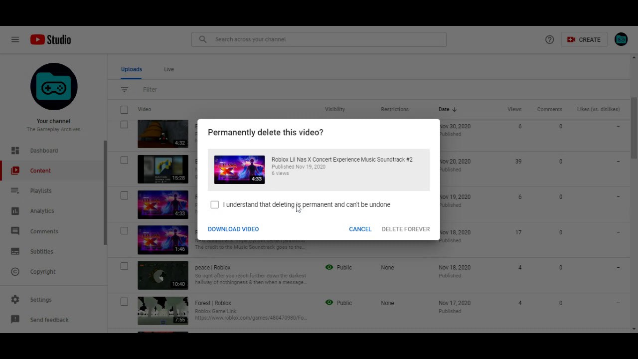 Channel Archive #1: Deleting A YouTube Video