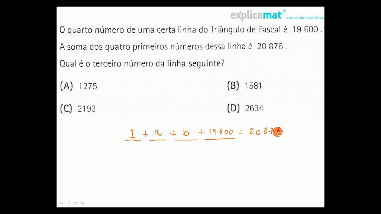 Triângulo Pascal Exercício Prático 9