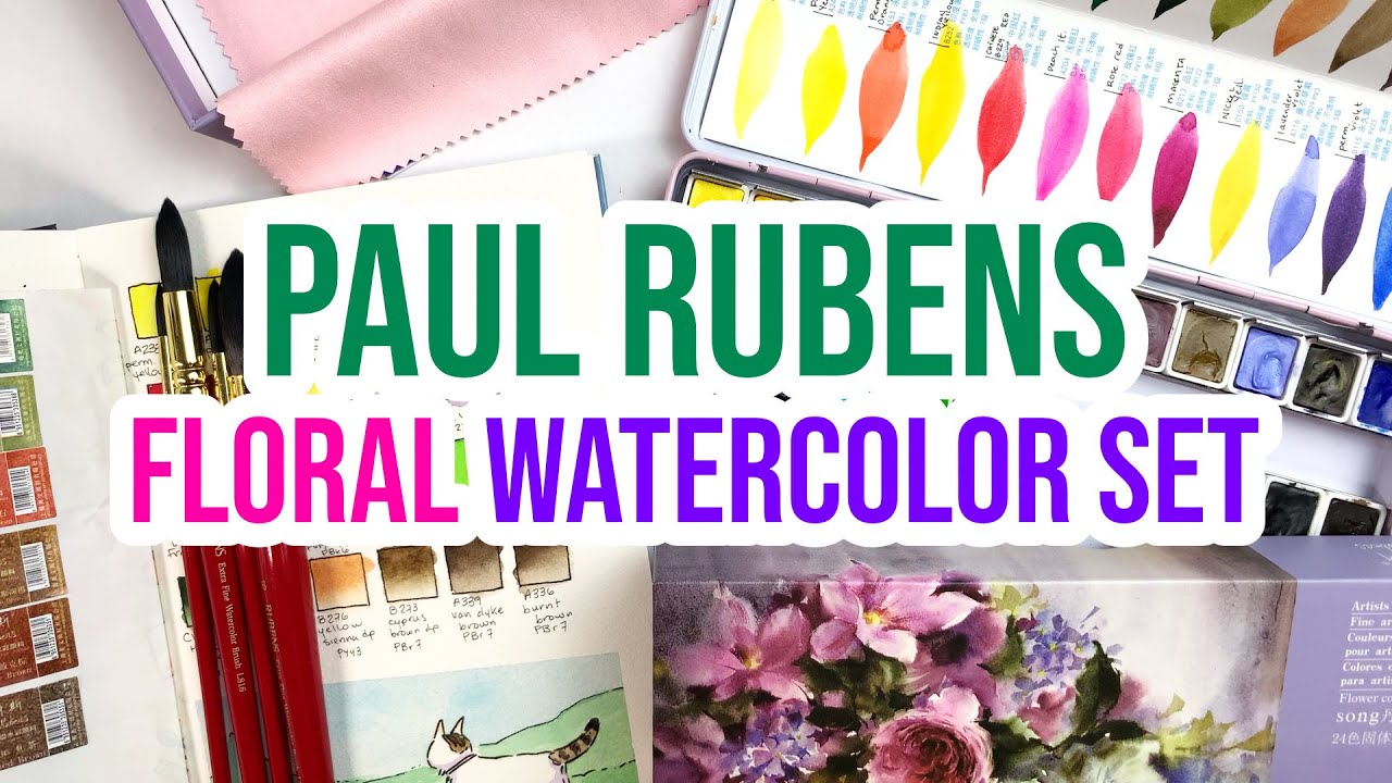 Paul Rubens Artist Watercolor Paint Set - Floral Theme🌸 - Synthetic Squirrel Watercolor Brushes!