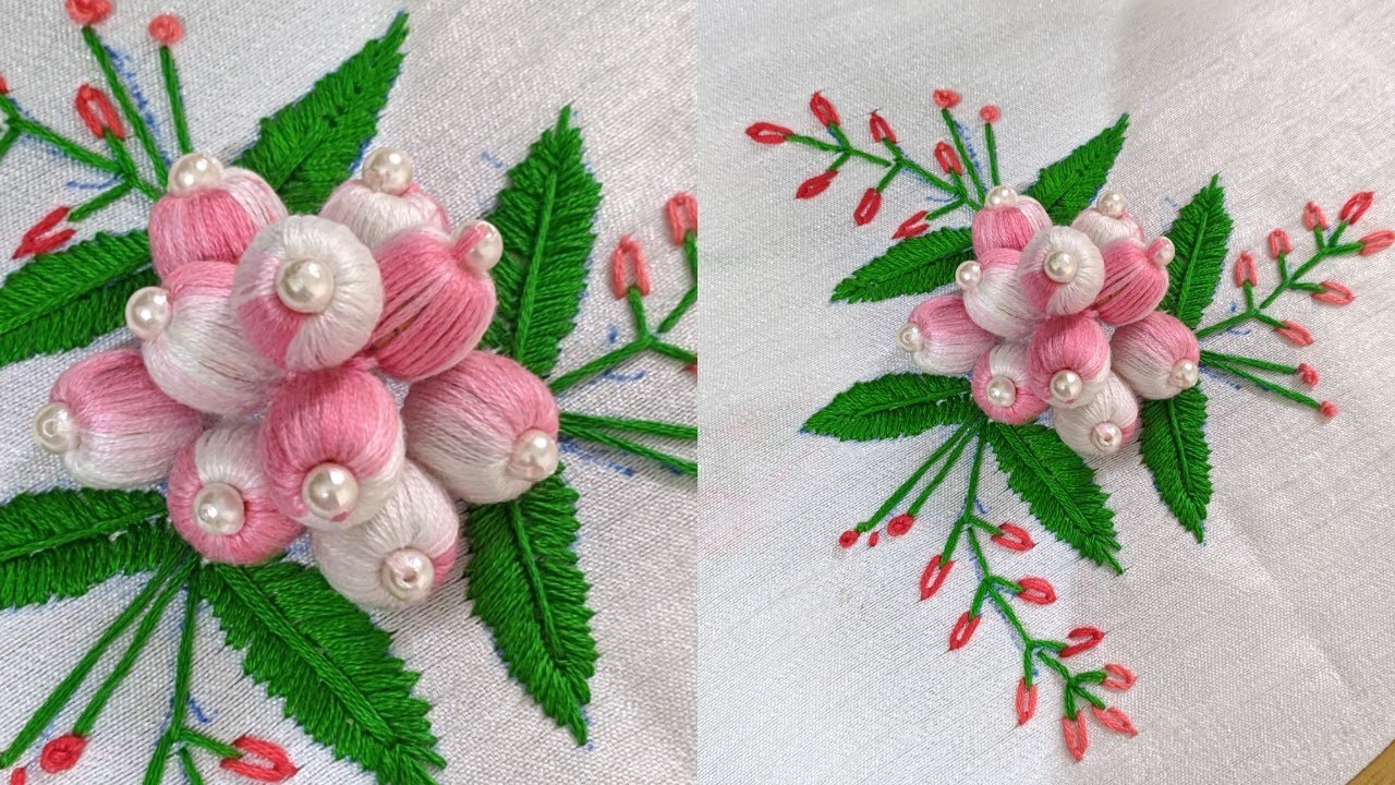 Beautiful hand Embroidery 3d flower design stitch/ idea | 2020 hand Embroidery : stump work design