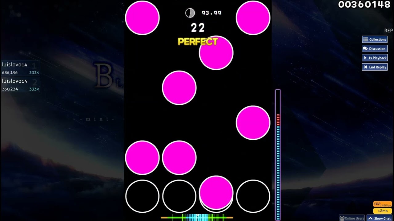 El mejor mapa para farmear pp osu mania (Blue Zenith insane  4.78⭐) A