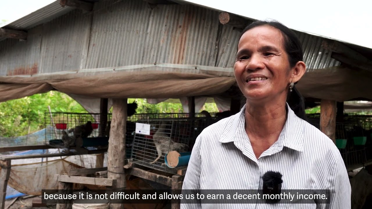 Meet Oeung Kanh, a farmer running a chicken farm in Cambodia