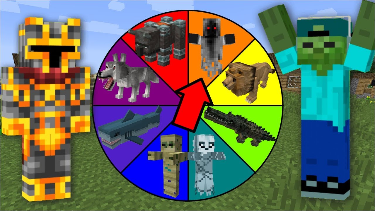 Minecraft DANGEROUS MOBS WHEEL OF FORTUNE MOD / FIND THE SAFEST MOB TO FIGHT !! Minecraft