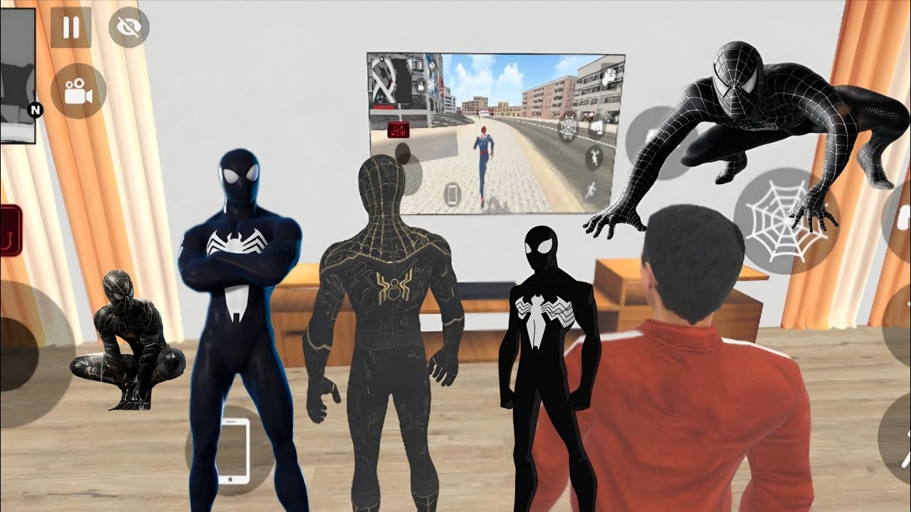 Black Spider-Man and chacha ji Hamare red Spider-Man ka game play TV per Dekh Rahe Hain