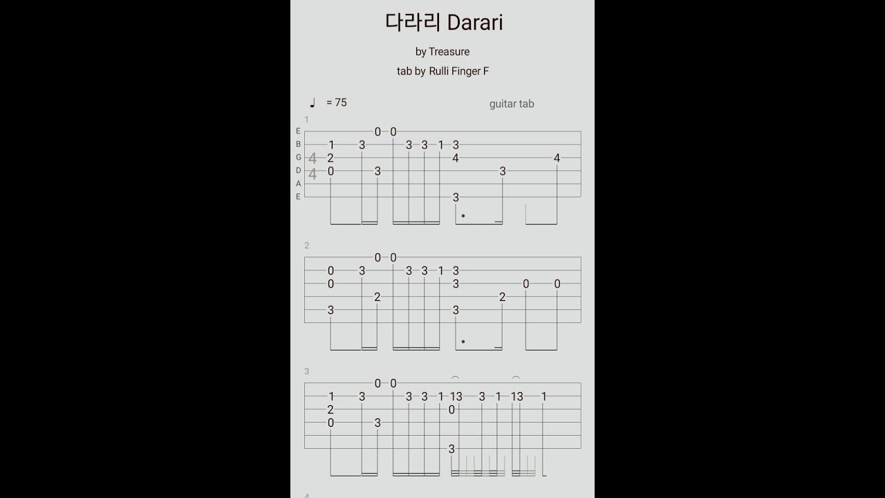 Treasure - DARARI (다라리) | Guitar Tabs Solo Fingerstyle Instrumental