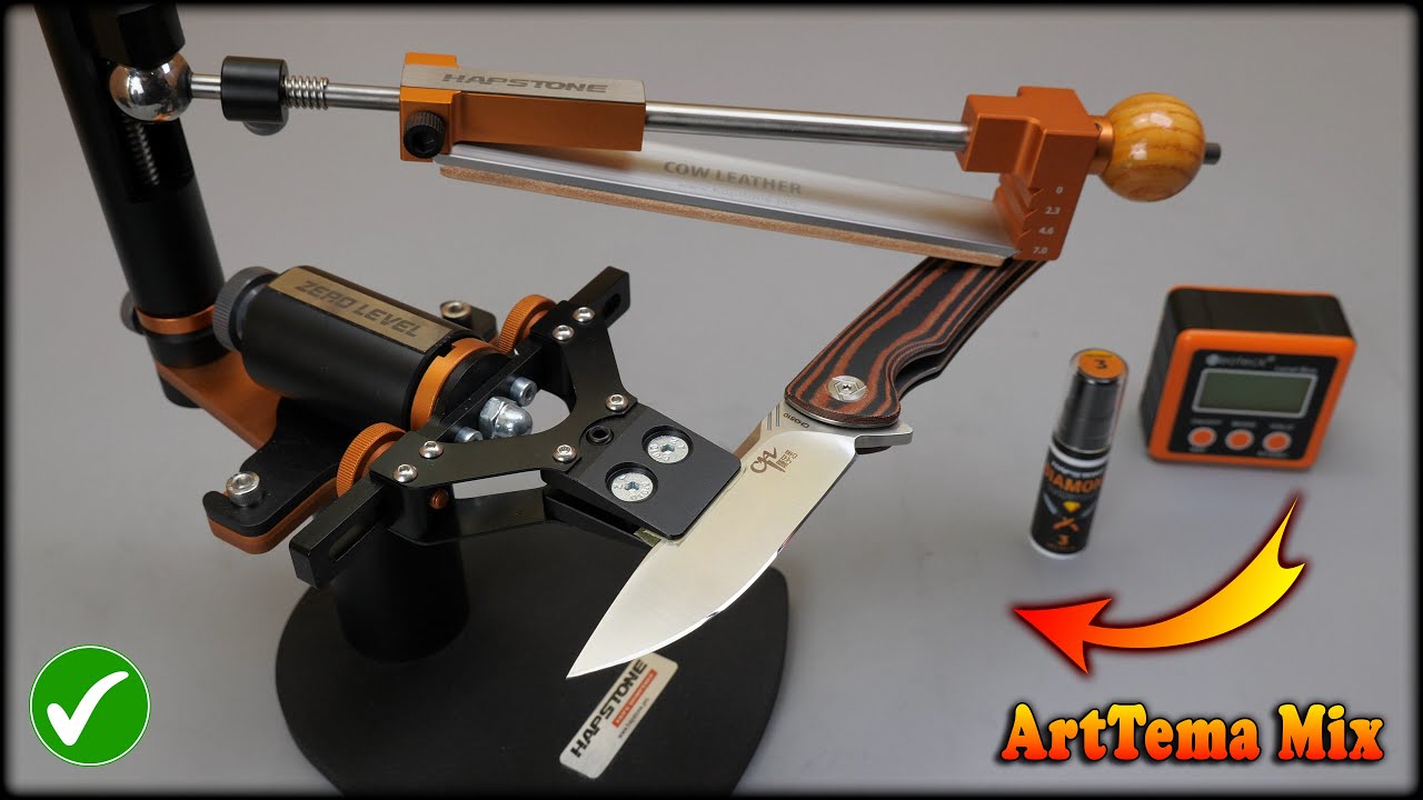 Hapstone RS | Fantastic mirror-convex sharpening of a folding knife on knife sharpener Hapstone RS.