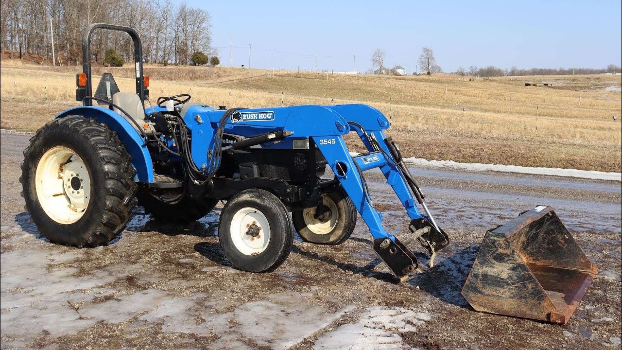 New Holland TT75A Tractor with Bush Hog 3545 Front End Loader and Bucket