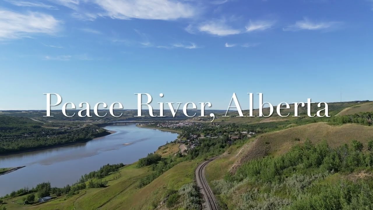 Peace River, Alberta - Down by the River - 4k Drone Footage