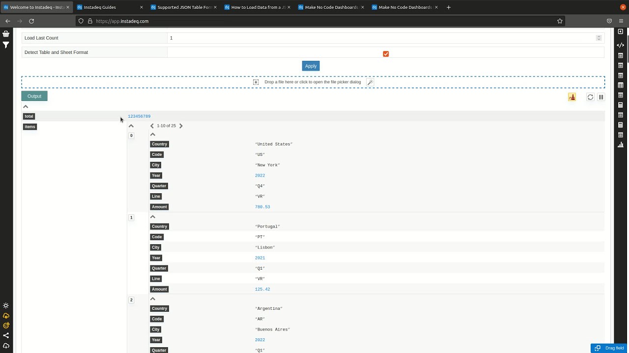 Use JSON data to create no-code dashboards & interactive visualizations