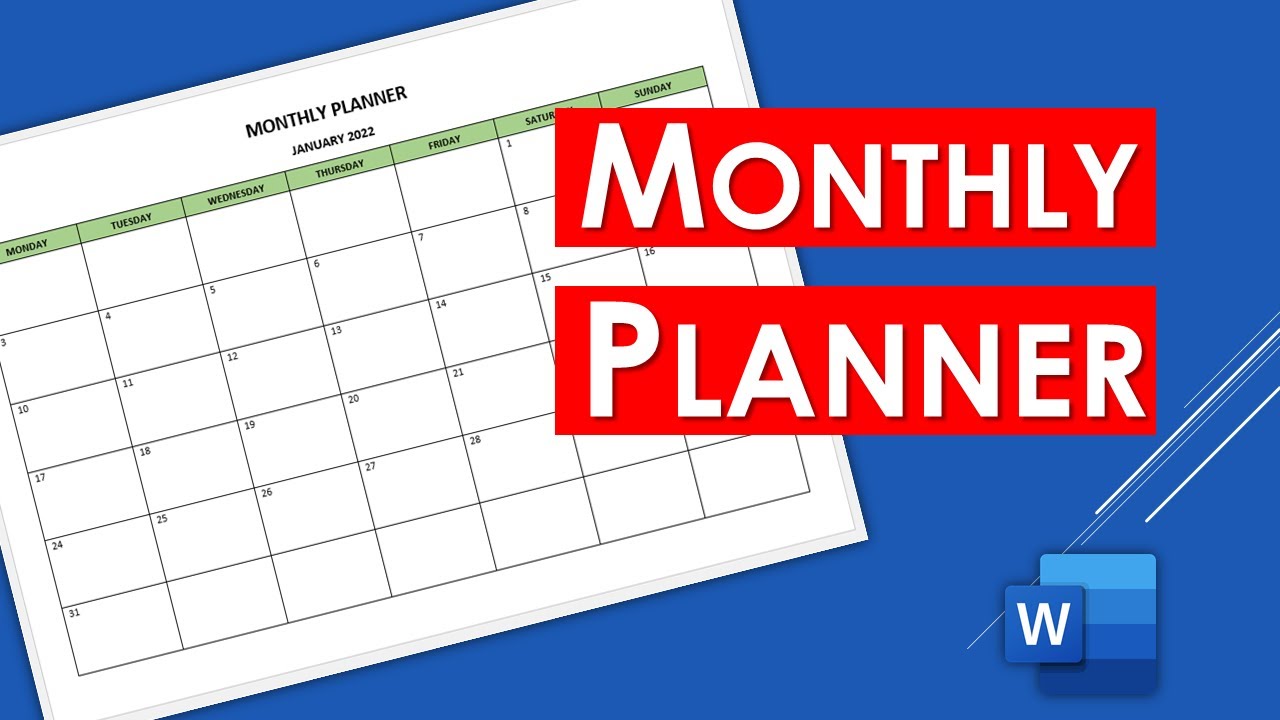 How to Create a Monthly Planner in Word | Planner Template Design