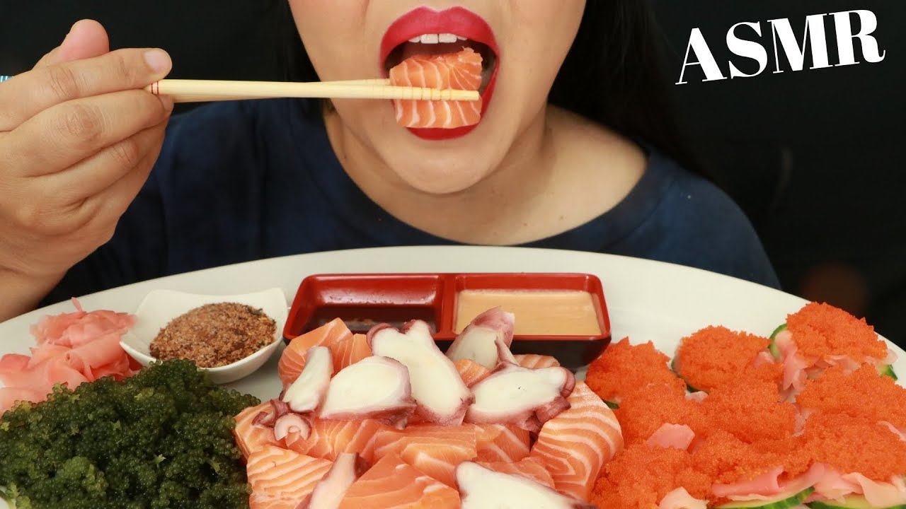 SALMON & OCTOPUS SASHIMI WITH SEAGRAPES ~ ASMR (No Talking)