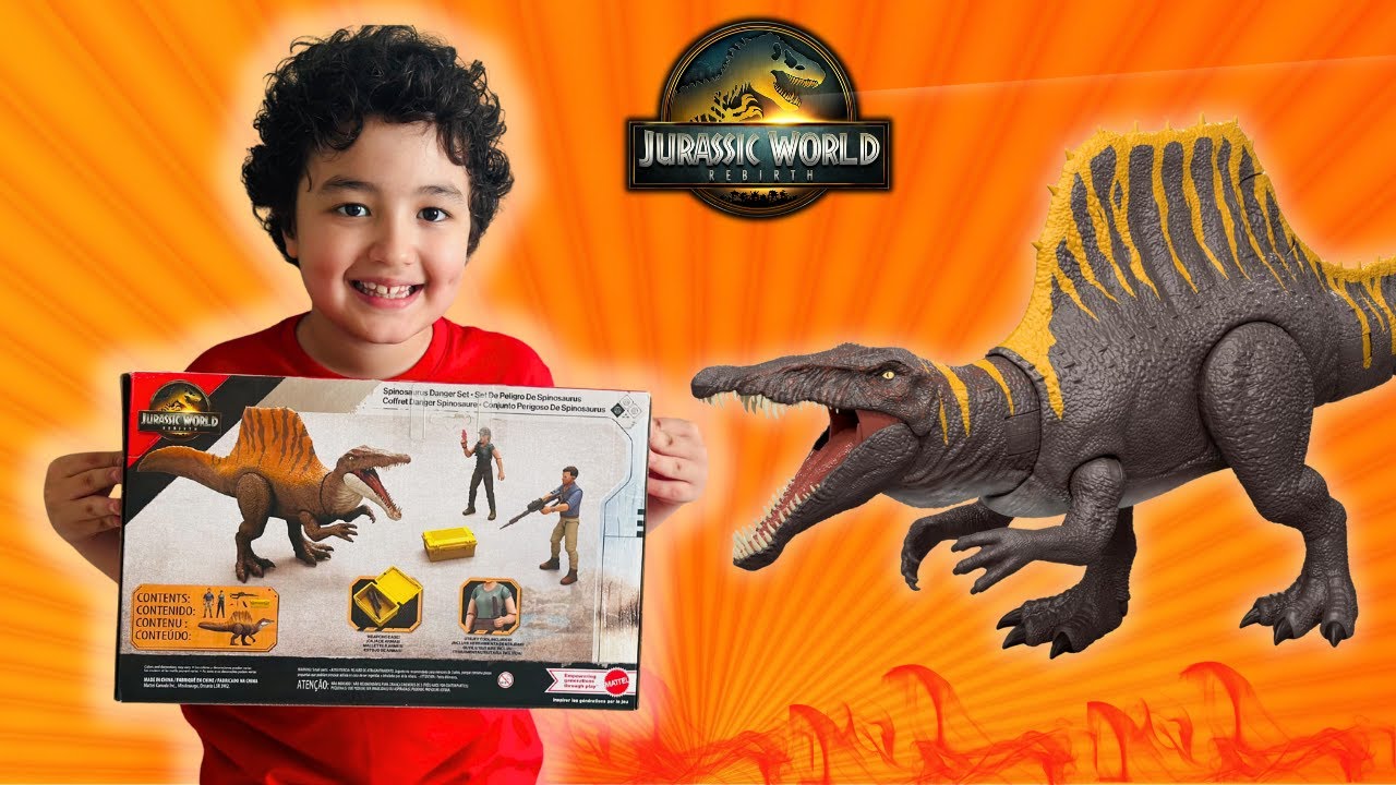 Emin unboxes Jurassic World Rebirth Spinosaurus Danger Set | Dinosaur toys for kids